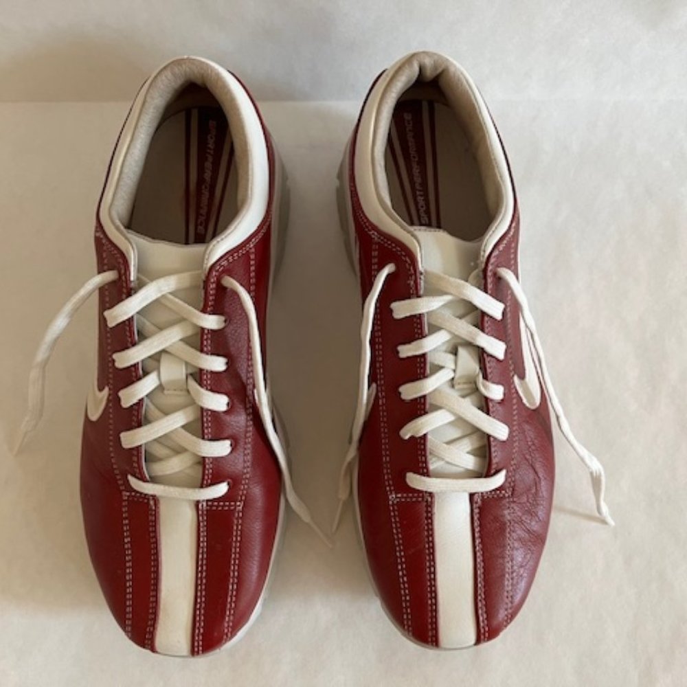Nike Sport Performance Leather Golf Cleats Shoes Womens Size 7 Deep Red